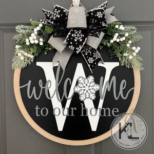 Winter Front Door Decor | Last Name Initial | Winter Wreath | Winter Sign | Winter Decor | Winter Door Hanger | Winter Door Wreath image 2