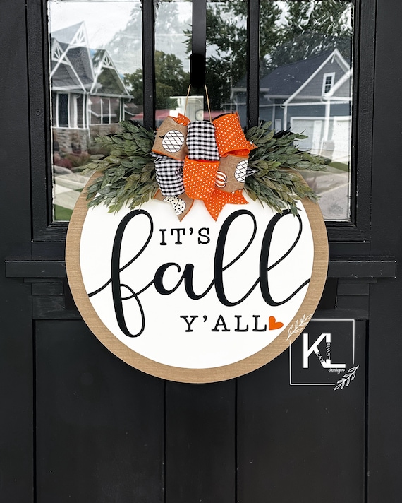 Fall Front Door Decor | It's Fall Y'all | Fall Wreath | Fall Decor | Fall Sign | Fall Door Wreath | Fall Door Hanger | Fall Door Wreath
