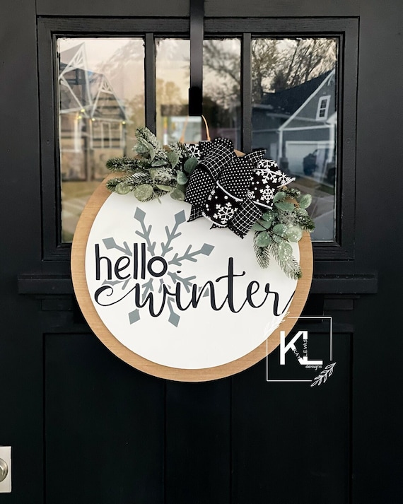 Winter Front Door Decor | Let It Snow | Snowflake Front Door Wreath | Winter Wreath | Winter Door Wreath | Winter Sign