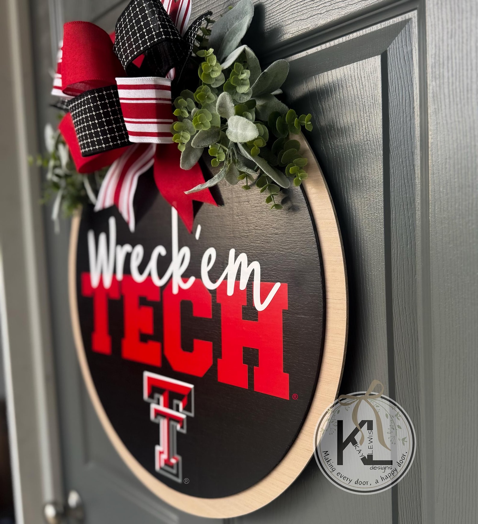 Texas Tech Decor Rig Texas Tech Front Door Decor | Wreck 'em Sign | Texas Raiders Wreath ...