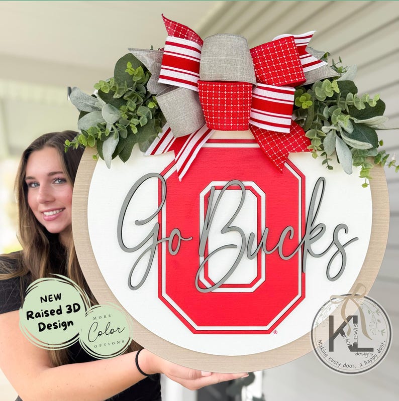 Ohio State Door Hanger | Ohio State Buckeyes | Ohio State Wreath | | The Ohio State | Ohio State Decor | OSU gifts | Buckeyes Decor White