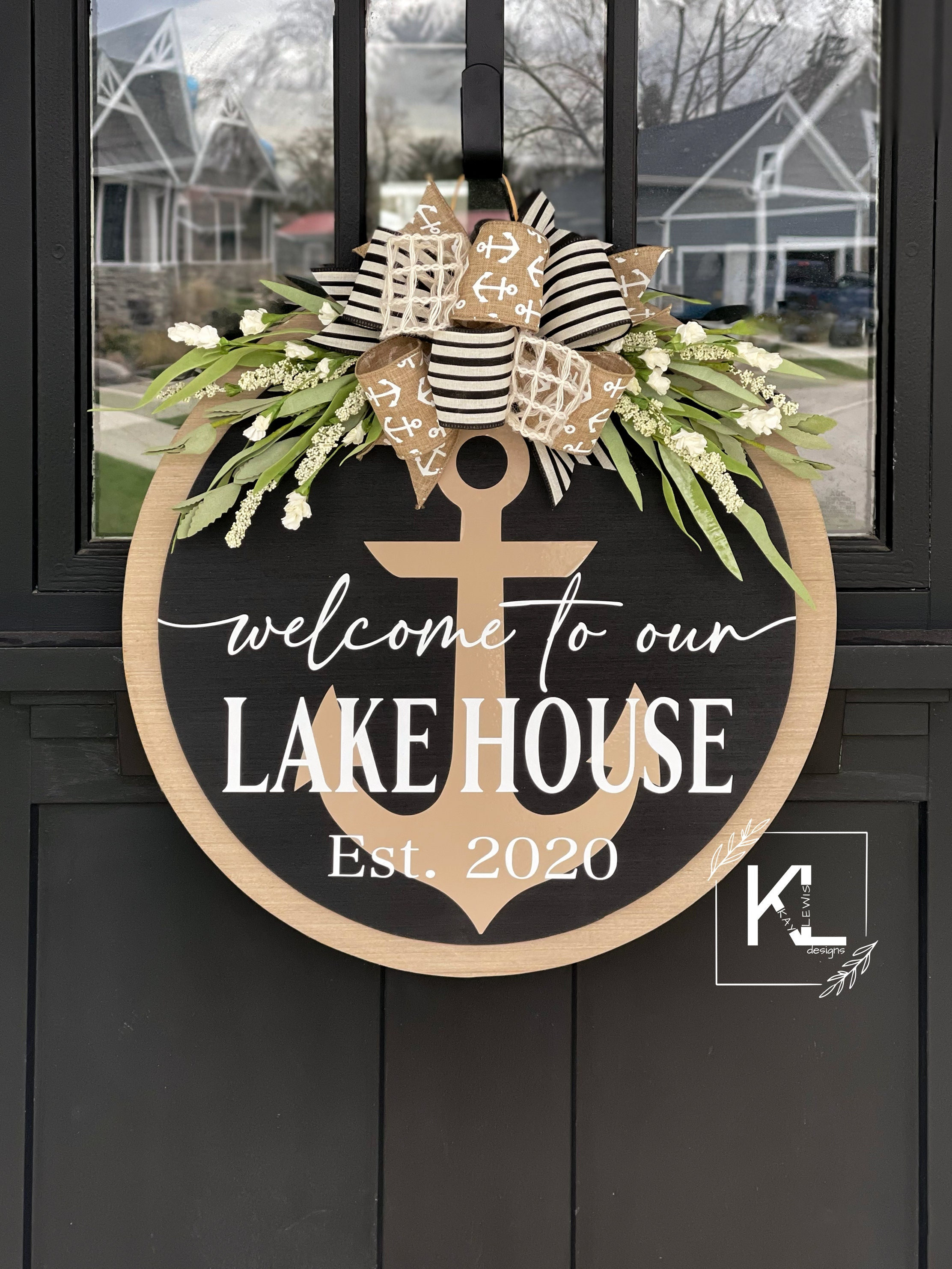 Lake House Front Door Decor | Lake House | Lake House Wreath | Welcome To Our Lake house | Lake House Sign | Lake House Door Hanger