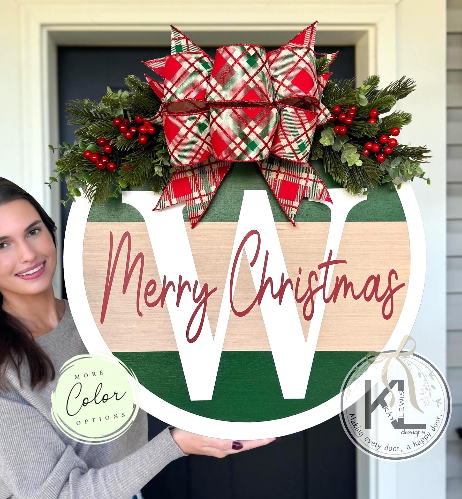 Personalized Christmas Wreath | Door Hanger | Front Door Decor