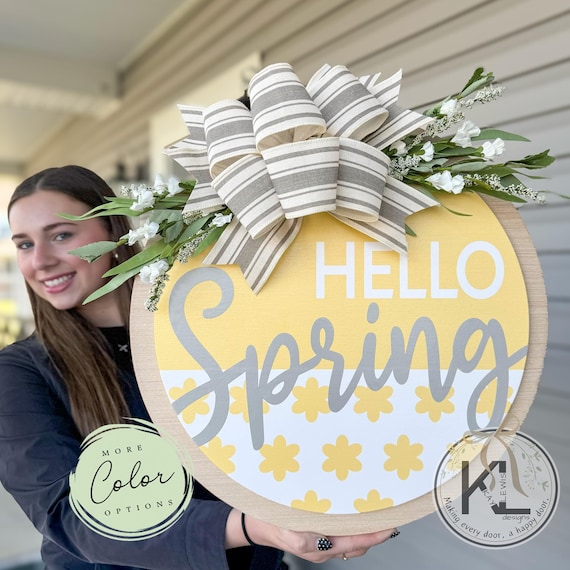 Hello Spring Door Hanger | Front Door Decor | Spring Door Sign | Spring Decor | Spring Sign | Spring Door Decor | Front Porch Decor