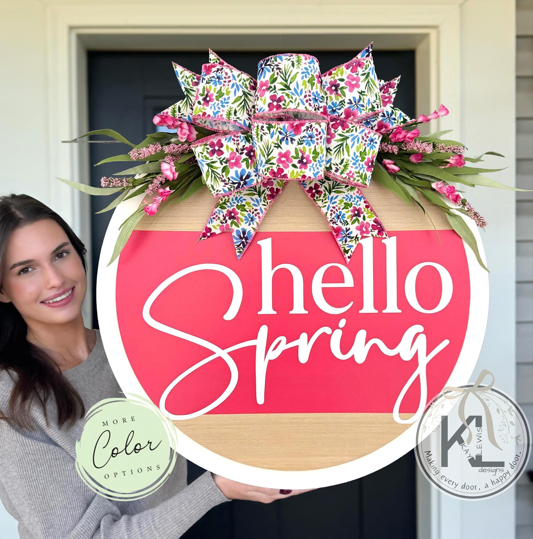 Welcome Spring Door Hanger | Front Door Decor | Spring Door Sign ...