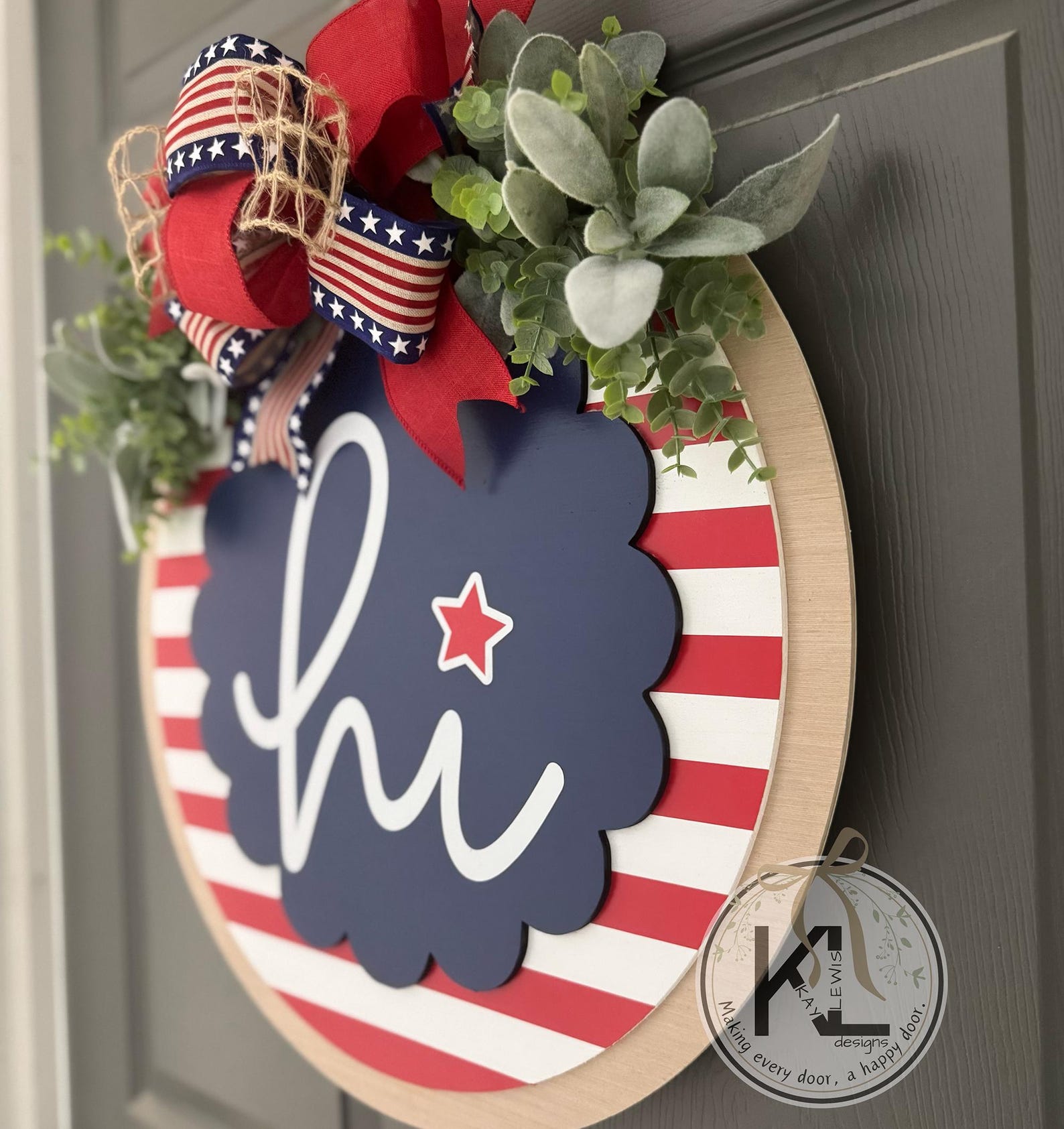 Fourth of July Front Door Hanger | Patriotic Door Hanger | Happy 4th of ...