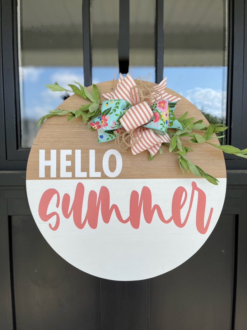 Hello Summer Door Hanger Front Door Decor Summer Door Sign