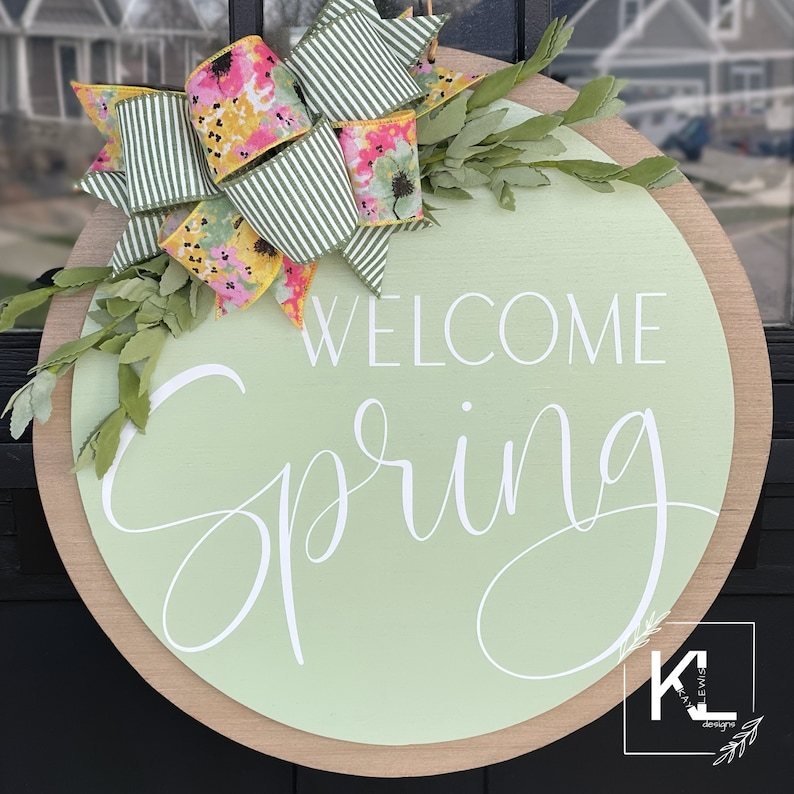 Hello Spring Door Hanger | Front Door Decor | Spring Door Sign | Spring ...