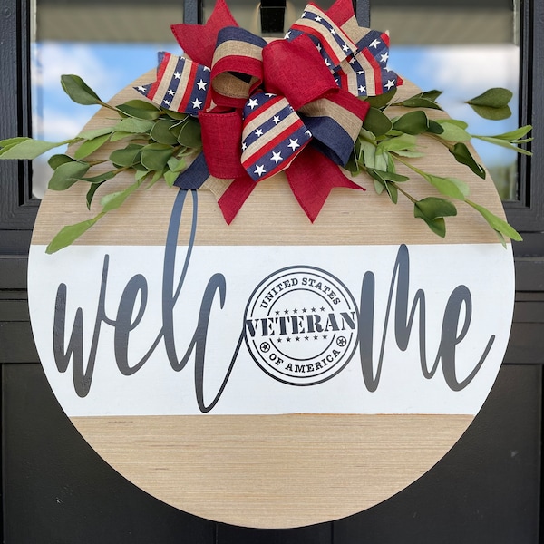 Veteran Door Hanger | Marine Sign | Army Sign | Patriotic Decor | Front Door Decor | Air Force Sign | Welcome Door Hanger | Military Gift