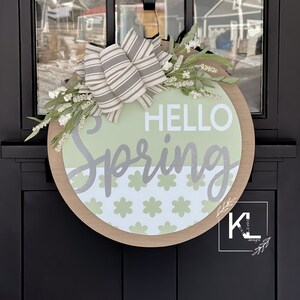 Hello Spring Door Hanger Spring Decor Spring Door Sign Hello Spring Door Wreath Door Hanger Door...