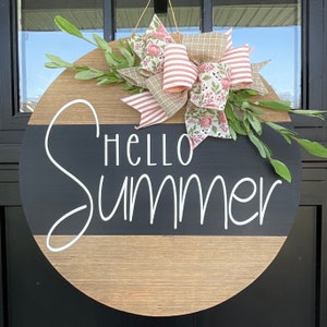 Hello Summer Door Hanger | Hello Summer Door Sign | Hello Summer Porch Sign | Summer Decor | Welcome Front Porch Sign | Front Door Decor