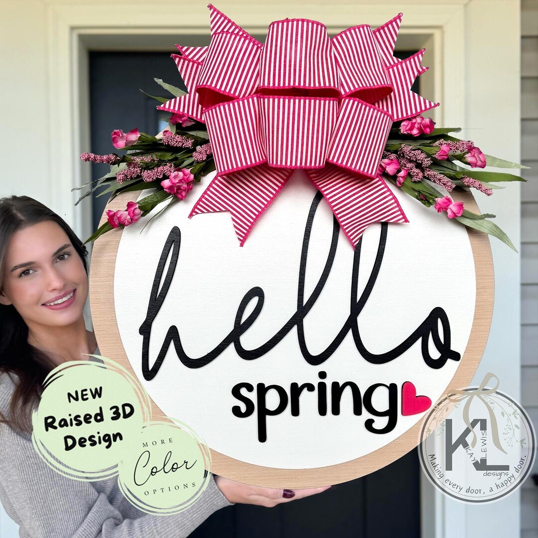 Hello Spring Door Hanger | Front Door Decor | Spring Door Sign | Spring ...