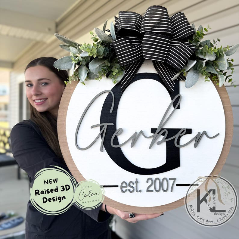 Front Door Decor | Last Name/Initial | Monogram Wreath | Door Hanger | Front Door Wreath | Personalized | Front Door Sign | Wedding Gift