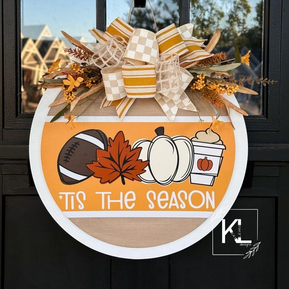 Fall Front Door Decor | 'Tis The Season | Fall Door Hanger | Fall Welcome Sign | Fall Door Wreath | Fall Porch Decor | Fall Door Sign