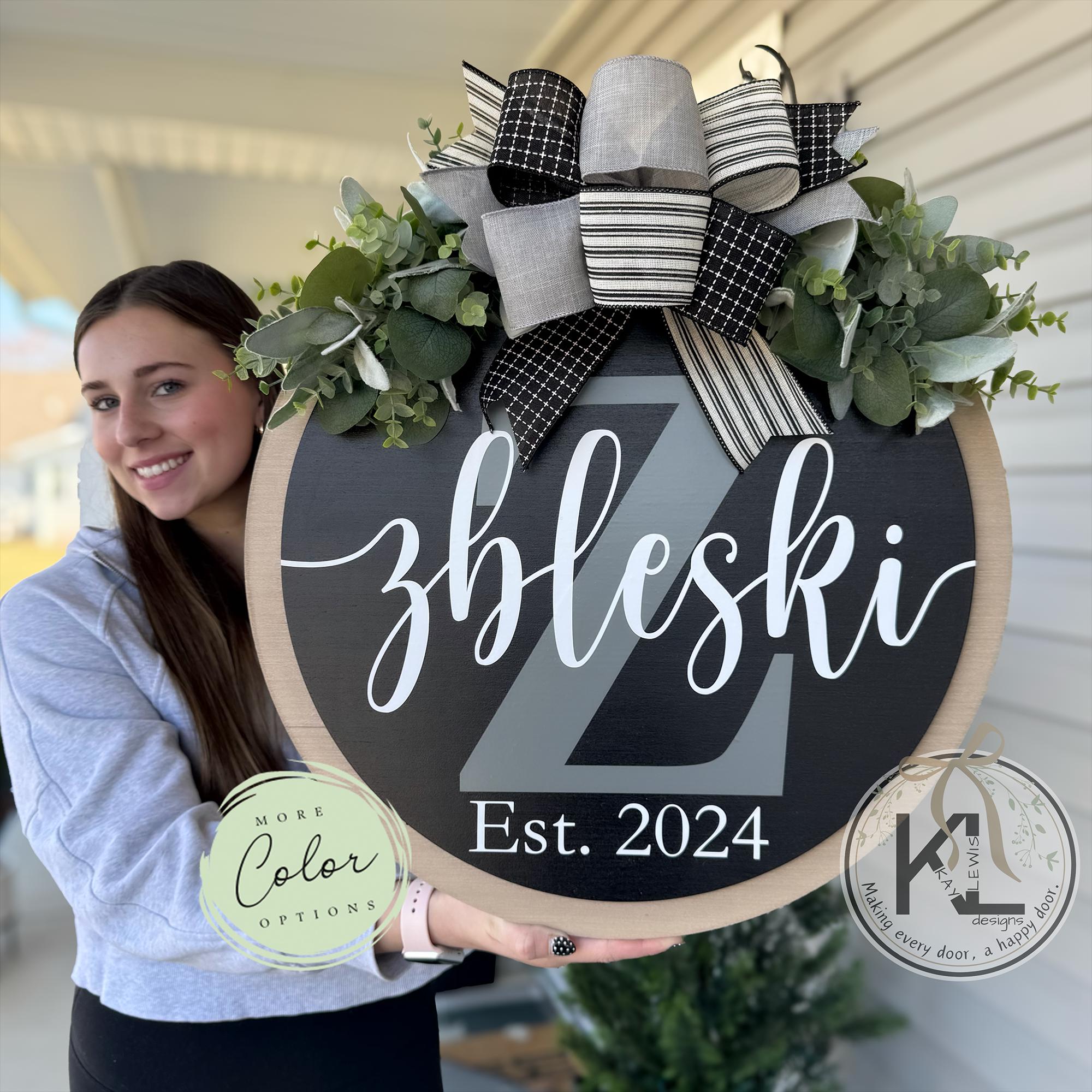 Front Door Decor | Last Name/Initial | Monogram Wreath | Door Hanger | Front Door Wreath | Personalized | Front Door Sign | Wedding Gift