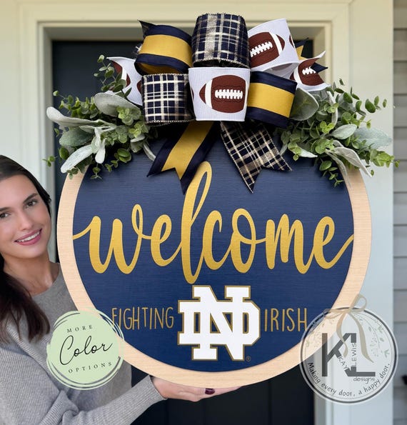 Notre Dame Wreath | Front Door Decor | Notre Dame Signs | NotreDame Decor | Football door hanger | Front Door Wreath | Fighting Irish Sign