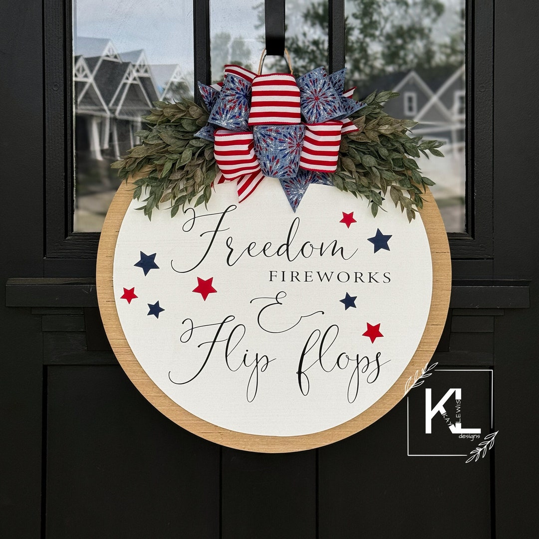 Fourth of July Front Door Decor 4th of July Wreath Happy Fourth of