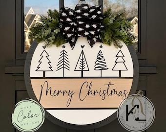 Decoración navideña para puerta de entrada / Feliz Navidad / Corona navideña / Decoración navideña / Letrero navideño / Corona navideña para puerta / Navidad