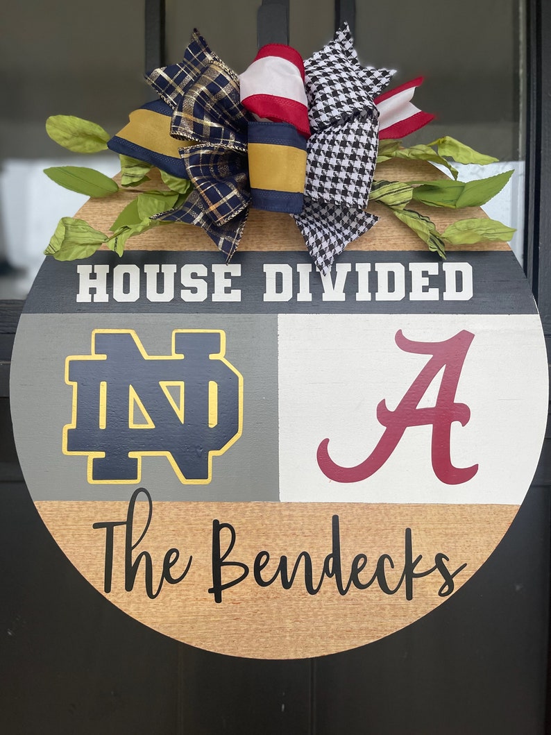 House Divided Door Hanger Sports Decor Sports Team Sign Etsy