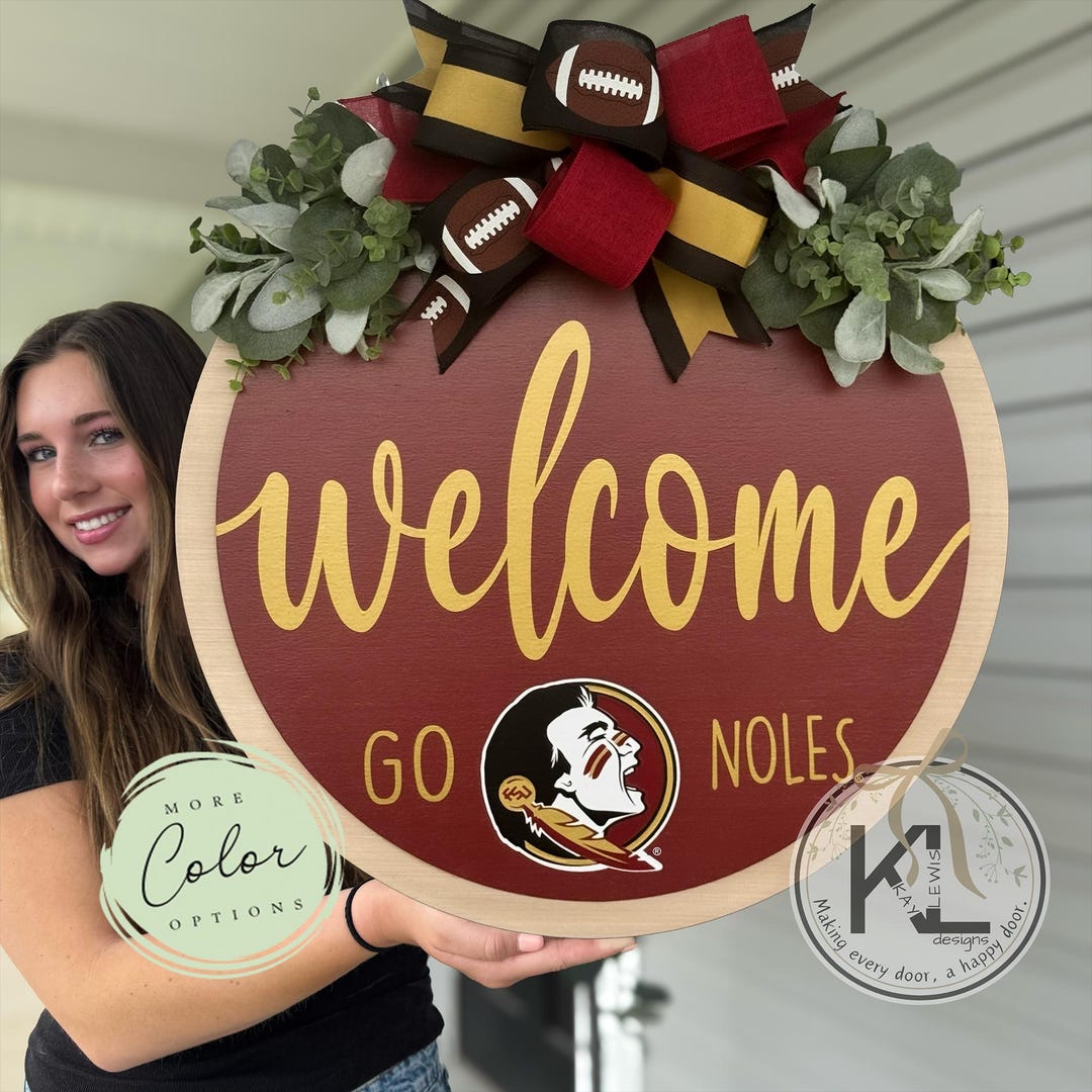 Florida State Front Door Decor | Noles Sign | FSU Wreath | Football Door Hanger | Seminoles Wreath | Seminoles Door Sign | Sports Gift