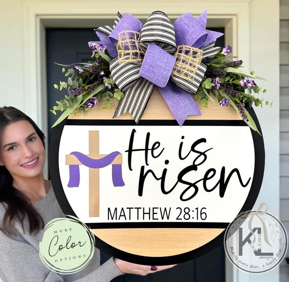Easter Door Hanger | He is Risen Door Hanger | Easter Front Door Wreath | Spring Door Hanger |  Easter Cross | Easter Front Door Wreath