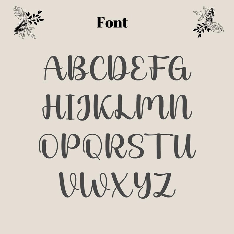 May include: A font alphabet in a handwritten style. The letters are in uppercase and are written in a cursive script. The letters are in black and are on a light beige background.