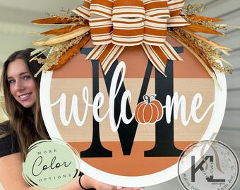 Fall Front Door Decor | Last Name/Initial | Fall Wreath | Fall Door Hanger | Front Door Wreath | Personalized | Fall Door Sign | Pumpkin