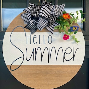 Hello Summer Door Hanger | Front Door Decor | Summer Door Sign | Front Porch Sign | Summer Wreath | Front Door Sign | Porch Decor
