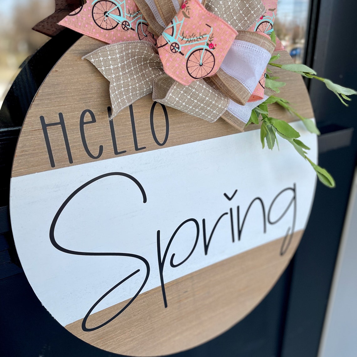 Hello Spring Door Hanger Easter Door Hanger Front Door Etsy
