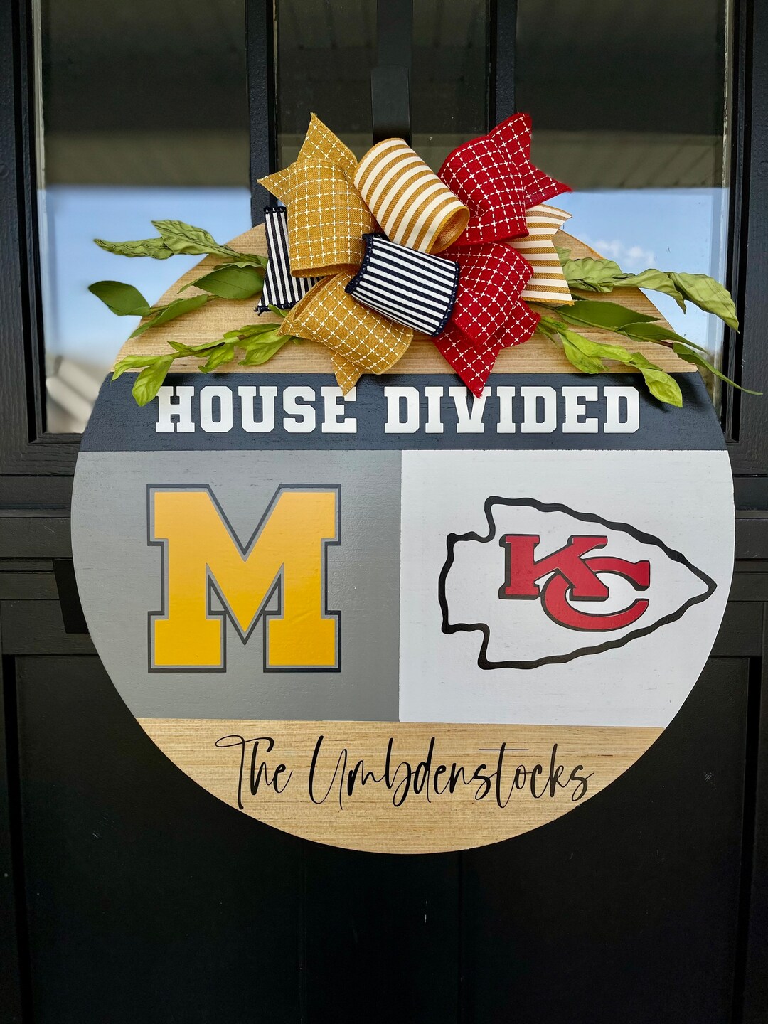 House Divided Door Hanger Sports Decor Sports Team Sign Etsy
