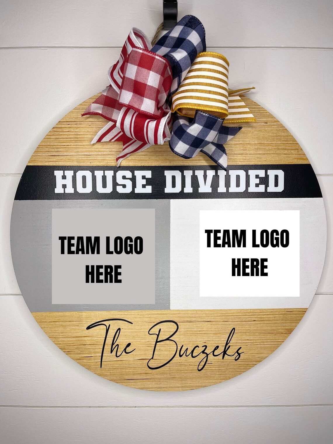 House Divided Door Hanger Sports Decor Sports Team Sign Etsy