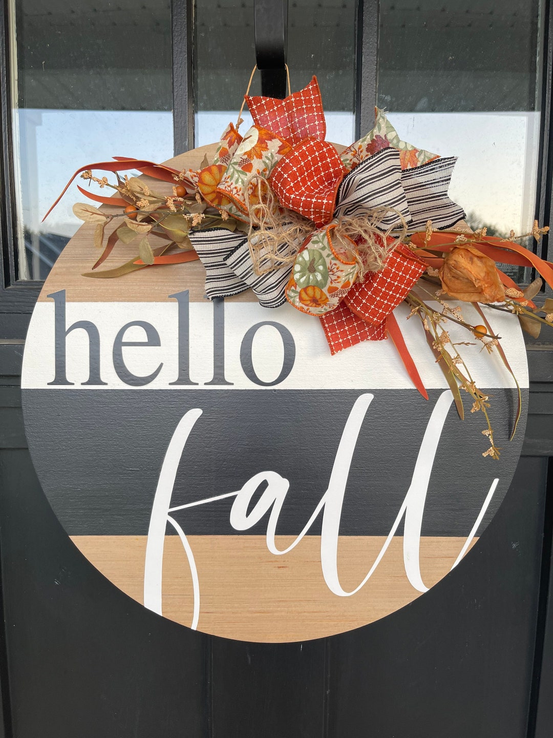 Hello Fall Door Hanger Fall Decor Front Door Decor Fall Etsy
