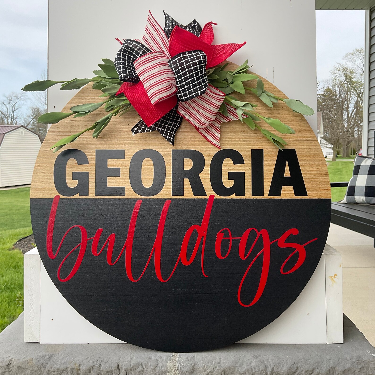 Door Wreath Front Door Decor UGA Door Hanger Etsy