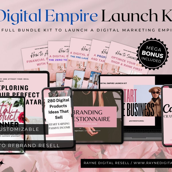 Digital Empire Launch Ebook Bundle MRR | Master Resell Rights | Done-for-You | PLR ebook | Canva Template | Digital Marketing | DFY Ebook