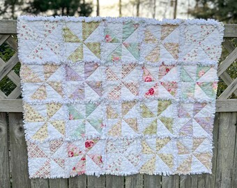 Shabby Chic Baby Girl Pinwheel Rag Quilt, Shabby Chic Quilt, Baby Girl rag Quilt, Baby Girl Quilt, Girl Quilt, Baby Girl Pinwheel Rag Quilt