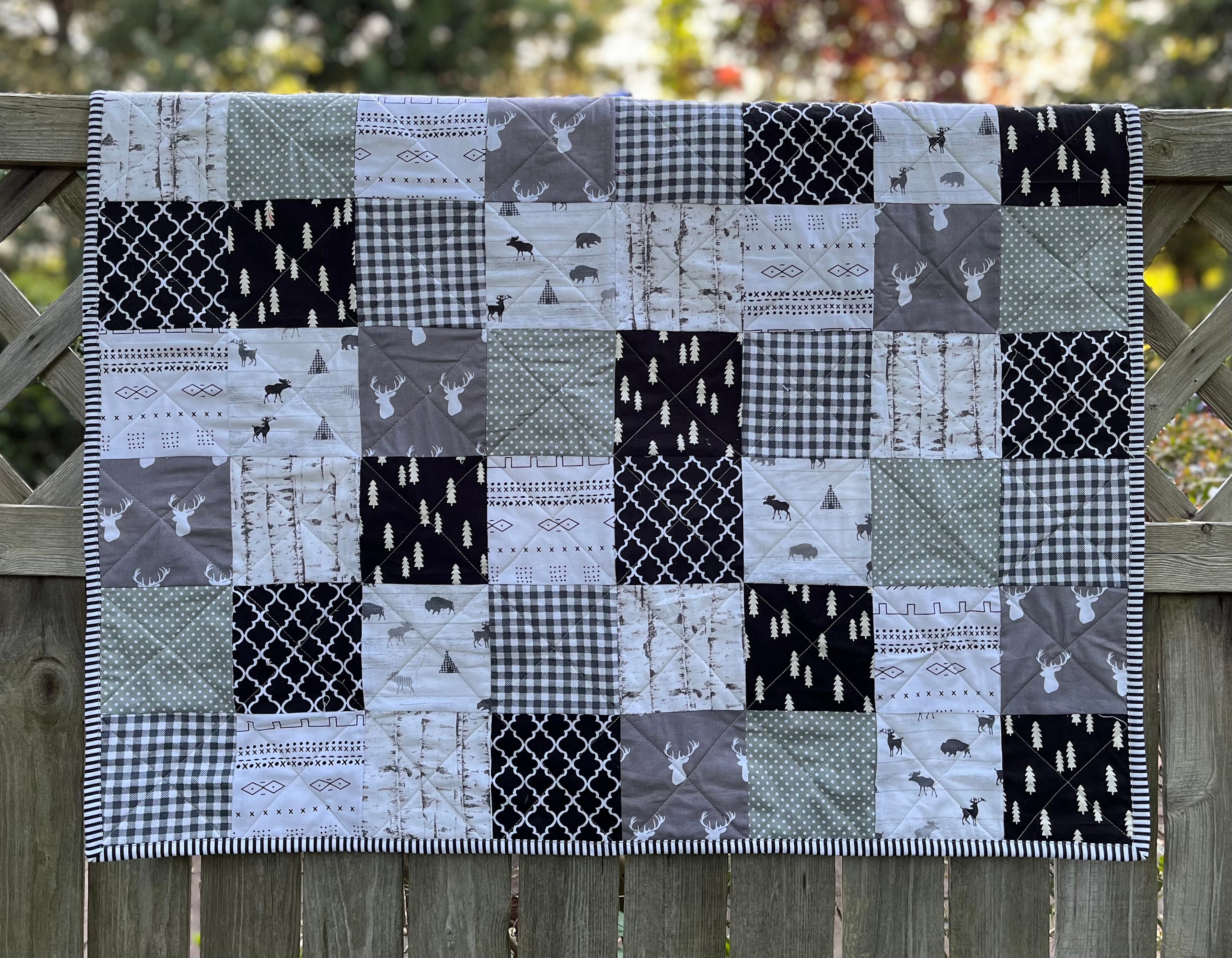 Black and Gray Baby Quilt Baby Boy Patchwork Quilt Patchwork Etsy