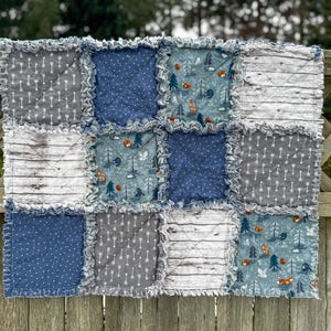 Baby Boy Deer and Foxes Woodland Rag Quilt, Woodland Rag Quilt, Baby Boy Woodland Rag Quilt, Rag Quilt, Baby Quilt