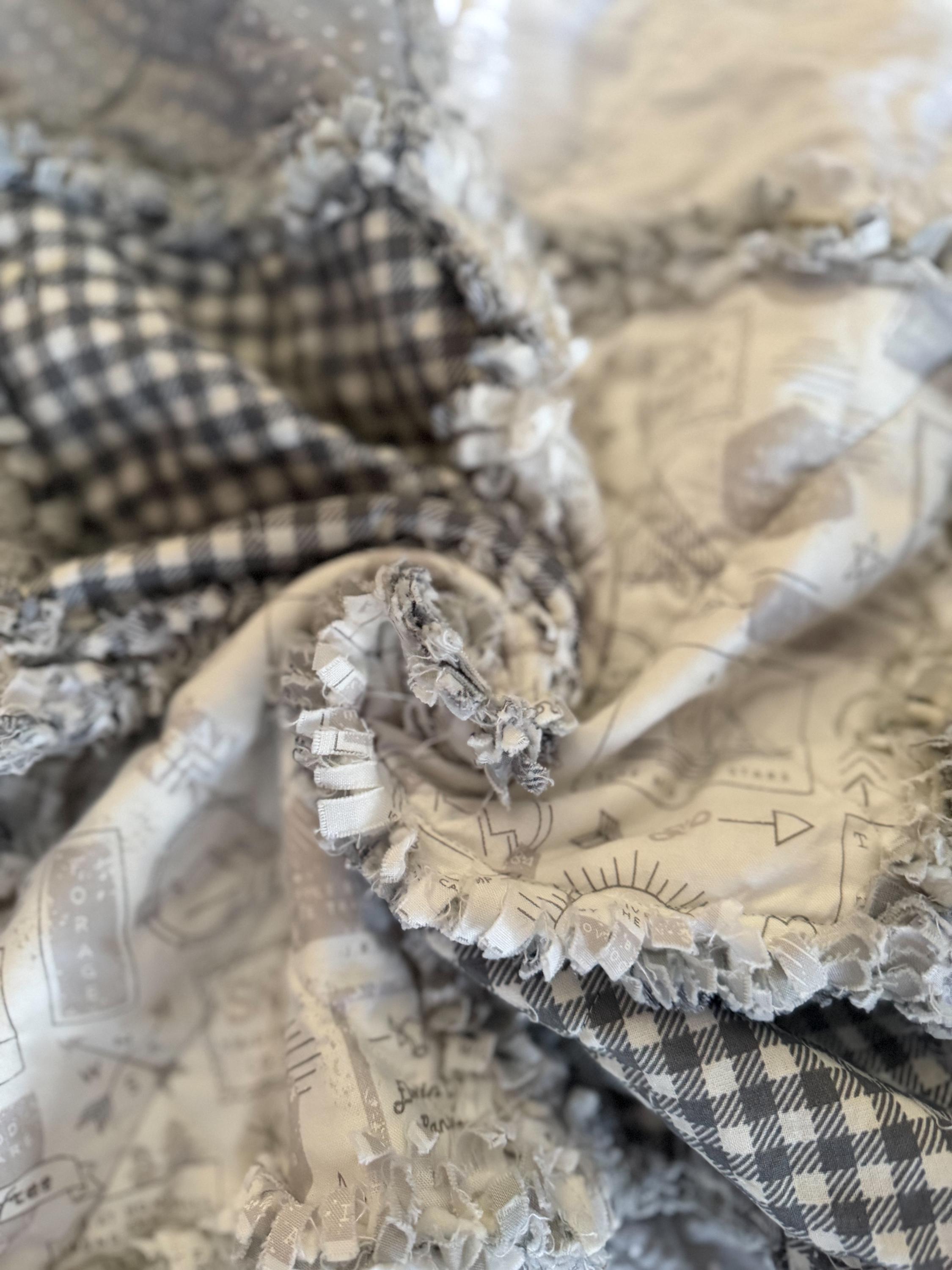 Adventure Baby Rag Quilt, 100% Cotton, 32.5