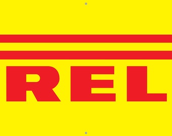 PIRELLI RED AND YELLOW TYRES PVC BANNER Sign Workshop office pit lane man cave 