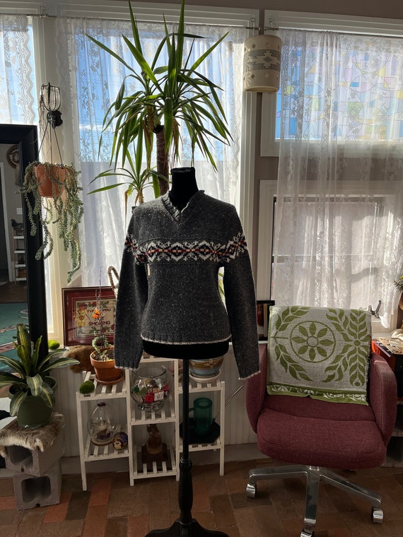 Vintage 80s Knit Ski Sweater Wool Blend