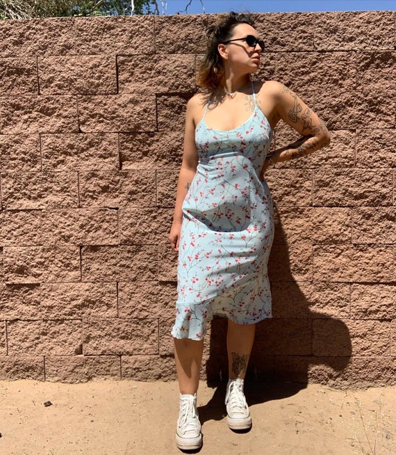 Y2k Blue Flower Dress Etsy