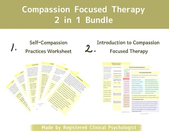 Self-compassion practice/ Self-compassionate Mind Training/ Compassion-focused therapy printable/ Therapy worksheet/ Mental health record