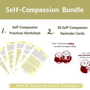 Self-Compassion Bundle: Practices Worksheet & Reminder Cards (Digital Download)