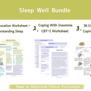 CBT-I Insomnia Worksheets Bundle: Sleep Therapy, Mental Health (Digital Download)