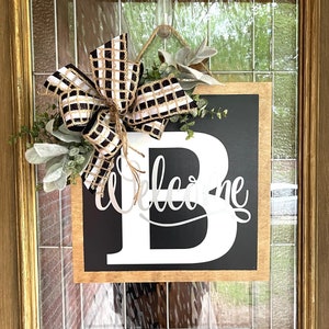 Front Door Decor, Welcome Sign, Last Name, Personalized, Front Door Sign, Front Door Hanger, Year Round Wreath, Front Door Wreath