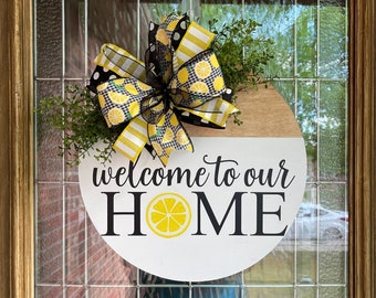 Lemon Door Hanger, Lemon Wreath, Summer Door Hanger, Summer Lemon Wreath, Lemon Decor, Spring Door Hanger, Welcome Spring Wreath