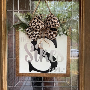 Front Door Decor, Welcome Sign, Last Name, Personalized, Front Door Sign, Front Door Hanger, Year Round Wreath, Front Door Wreath