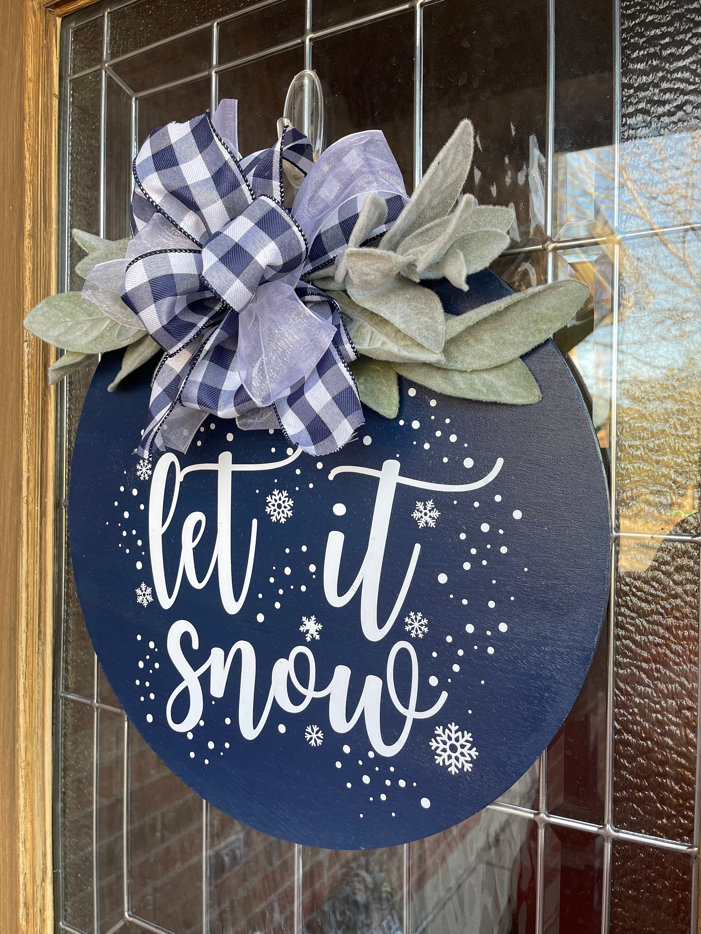 Let It Snow Door Hanger, Winter Door Hanger, Winter Wreath, Door Wreath ...