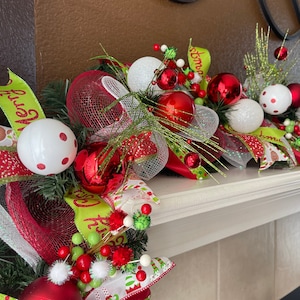 Christmas Garland, Whimsical Christmas Garland, Christmas Fireplace Garland, Christmas Garland for Mantel, Christmas Garland for Staircase
