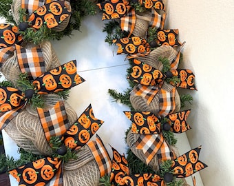 Halloween Garland, Halloween Front Door Garland, Halloween Mantel Decor, Halloween Decor, Halloween Mantel, Fall Garland, Pumpkin Garland,